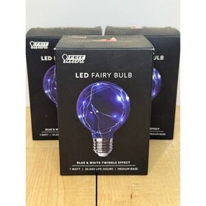 Feit Electric LED Fairy Bulb Blue White Twinkle Effect 1W Medium Base 3 Pack